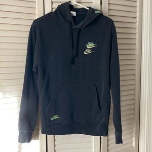 Nike XS Womens Black Hoodie Neon Logos Green Sweatshirt